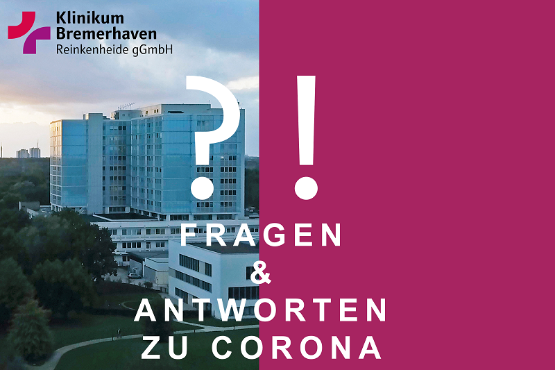 Bild des Klinikums und Textfeld: ?! Fragen und Antworten zu Corona Bild des Klinikums und Textfeld: ?! Fragen und Antworten zu Corona
