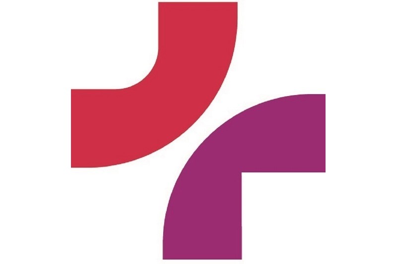Logo des Klinikums: ein roter und ein magentafarbener Bogen, die zusammen ein Kreuz ergeben Logo des Klinikums: ein roter und ein magentafarbener Bogen, die zusammen ein Kreuz ergeben